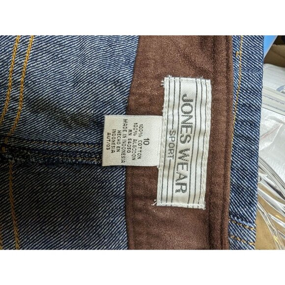 Jones Sport Size 10 Jean Skirt Denim Straight Modest Suede Waist Belt - Picture 4 of 5